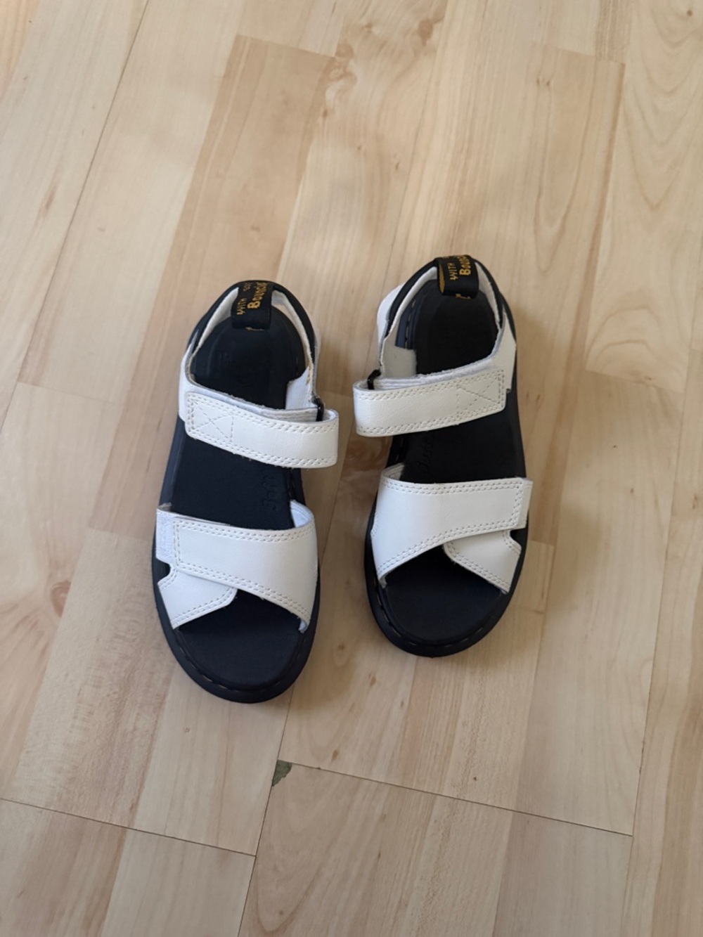 Dr. Martens Kids White and Black Velcro Sandals
